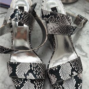 White House Black Market Snake Print Sandals